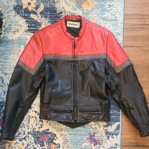 Vetter Vintage Red and Black Leather Jacket Size 36 Mens